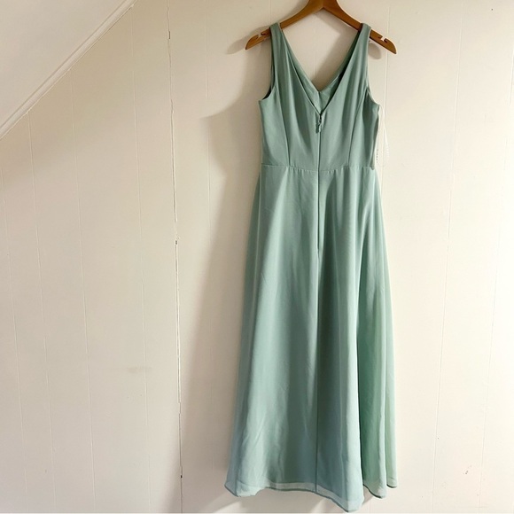 Azazie Nala A-Line Pleated Chiffon Dress in Agave sz 8 - Picture 4 of 6